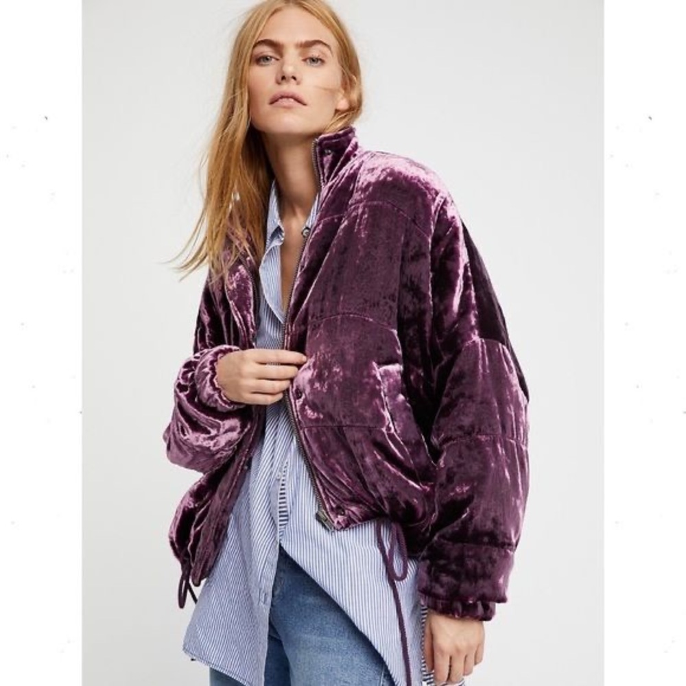 RARE Free People Velvet Bomber NWOT💜